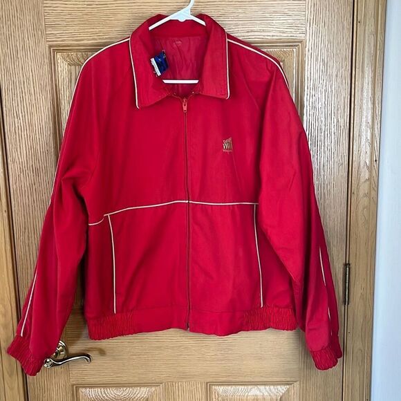 Vintage Jacques Seed Company Red Full Zip Jacket Large - Picture 1 of 4